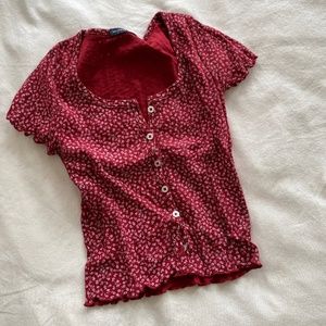 Brandy Melville red button up scoop t-shirt